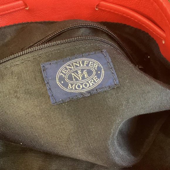 Jennifer Moore Red Soft Leather Drawstring Gather Slouch Crossbody Handbag - Picture 8 of 11